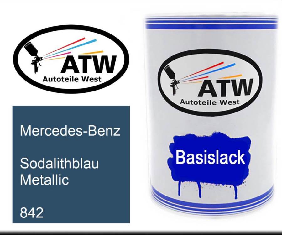 Mercedes-Benz, Sodalithblau Metallic, 842: 500ml Lackdose, von ATW Autoteile West.